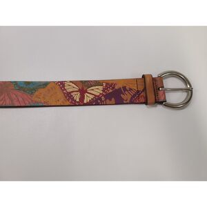Fossil Butterfly Print Leather Belt - Small Size - Genuine Leather Boho Chic